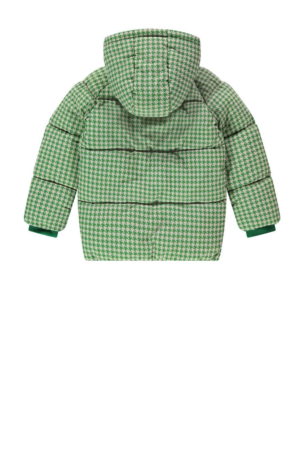 Stains&Stories geruite gewatteerde winterjas groen/wit