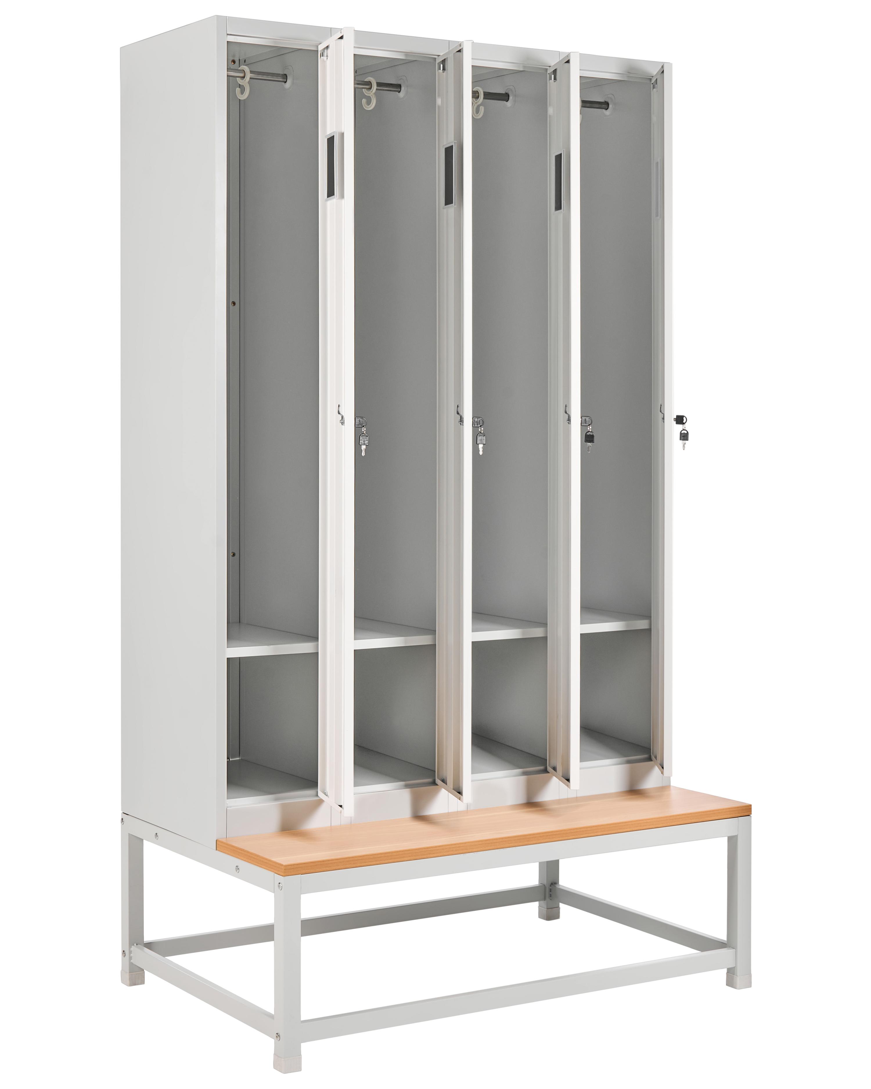 Locker met 4 deuren en bankje ATHLETE Metaal Grijs/wit