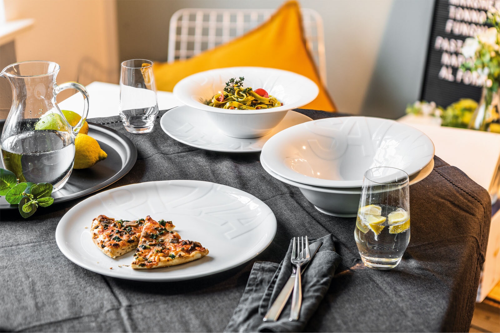 CreaTable Pizzateller GOURMET 32 cm Porzellan weiß