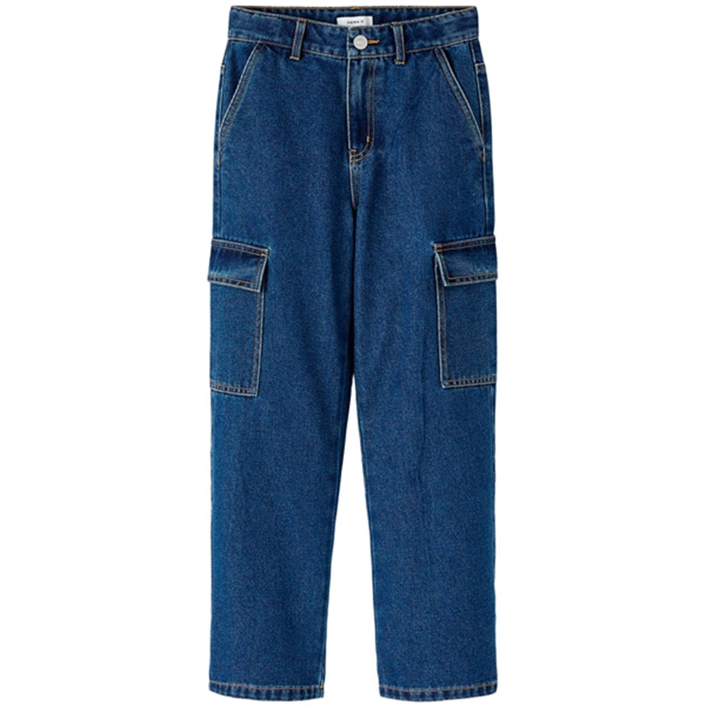 Dark Blue Denim Rose Wide Cargo Jeans Noos