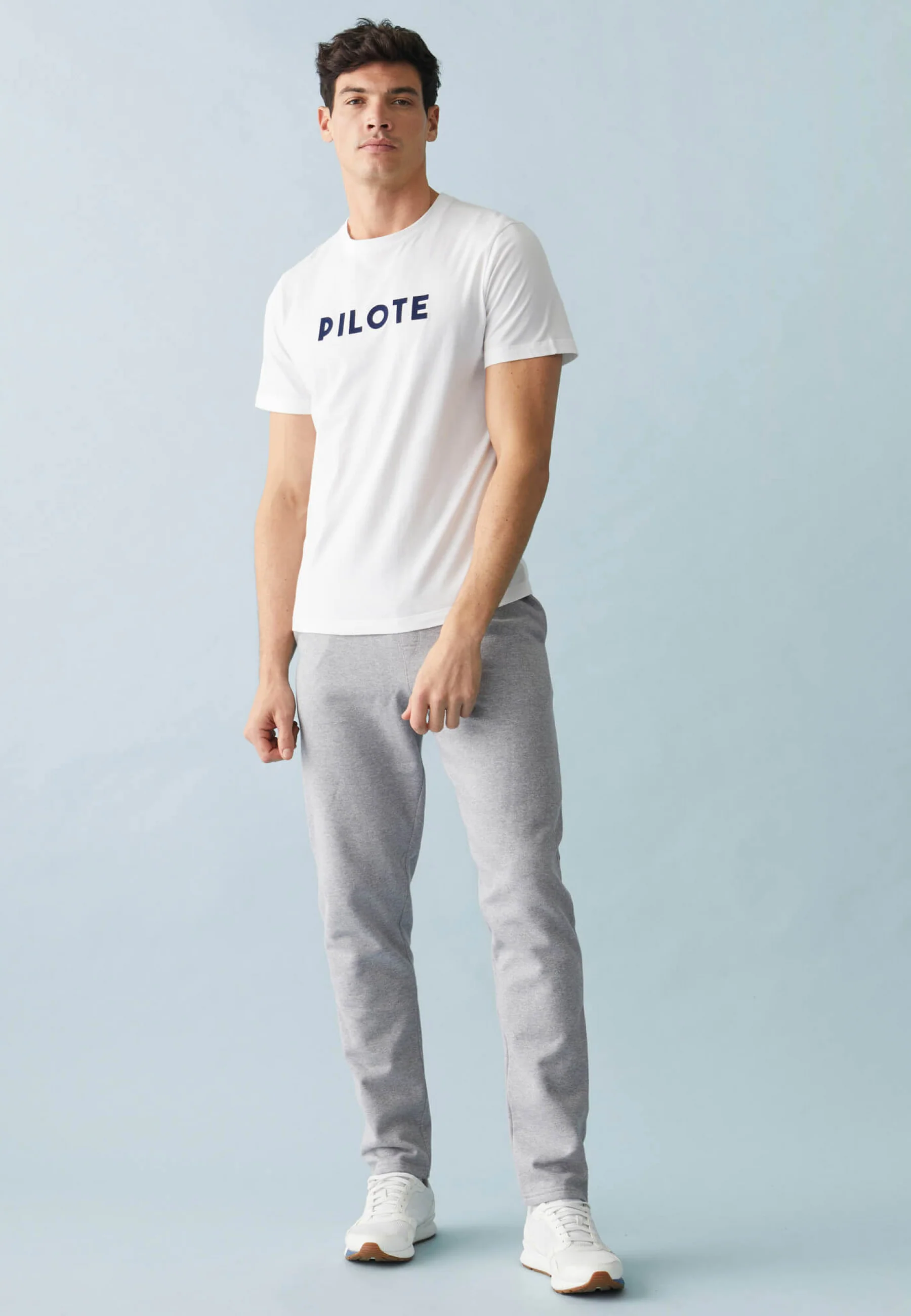 T-shirt col rond en coton-Jean-F Blanc