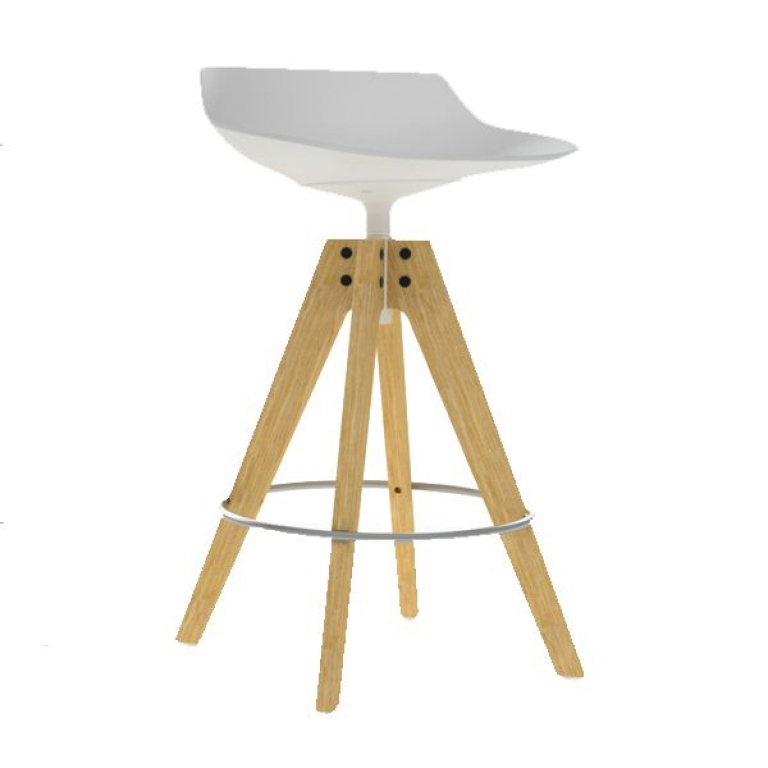 MDF Italia Flow Stool barkruk 65cm met VN naturel eiken onderstel zwart
