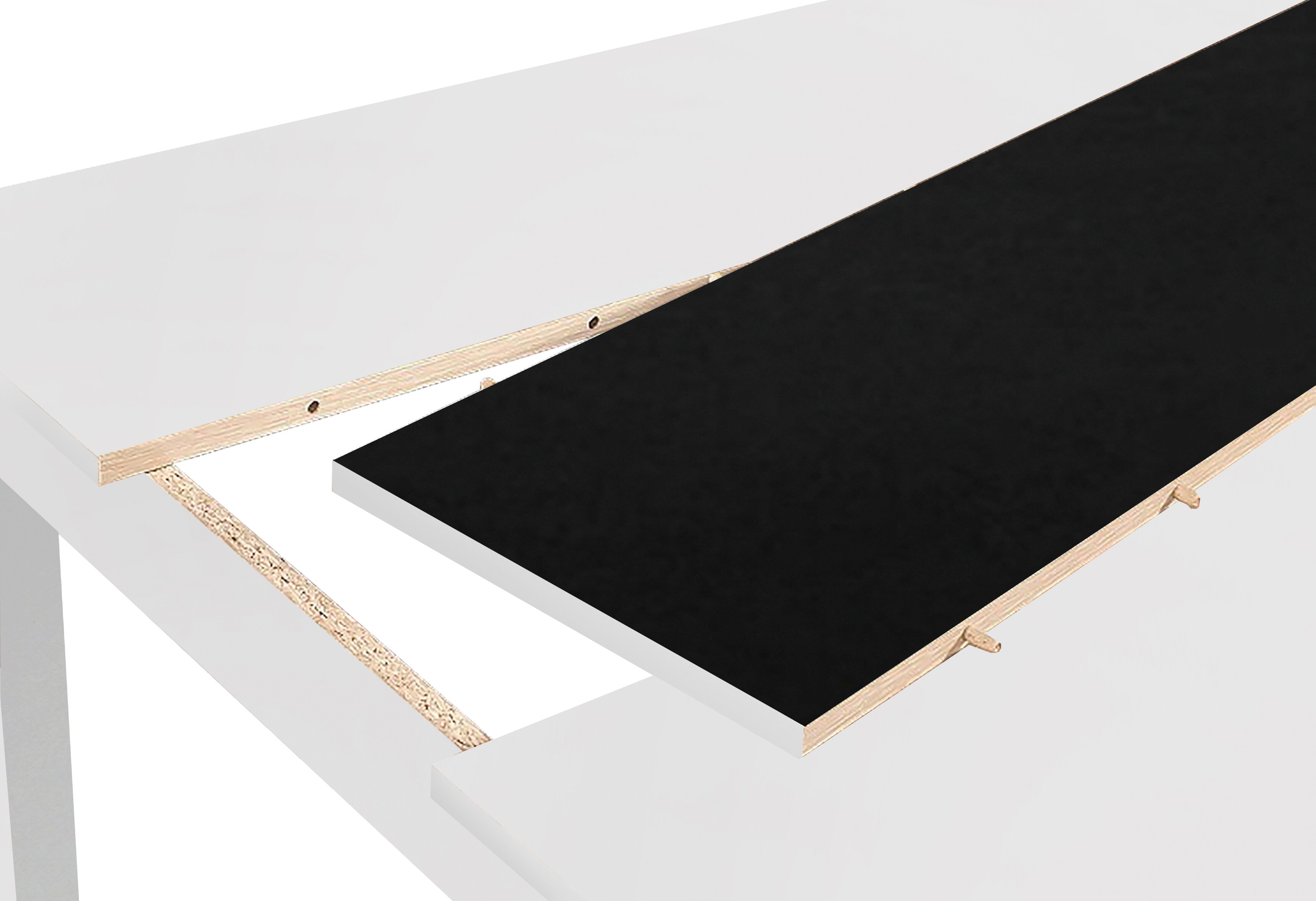 byLIVING Esstisch NORI, Breite 140 cm, weiß/schwarz, Einlegeplatte wendbar