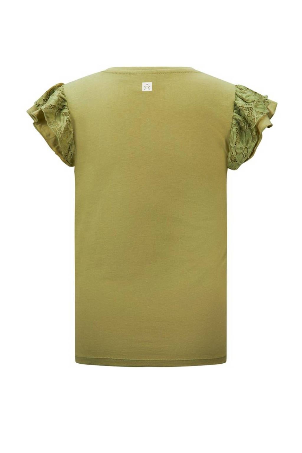 Retour Jeans basic T-shirt Drancy met kant licht khakigroen
