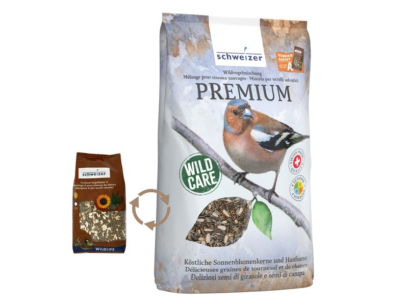 Eric Schweizer Vogelfutter Wildvogelmischung Premium 5 kg Mischung mit köstliche Sonnenblumenkerne und Hanfsamen
