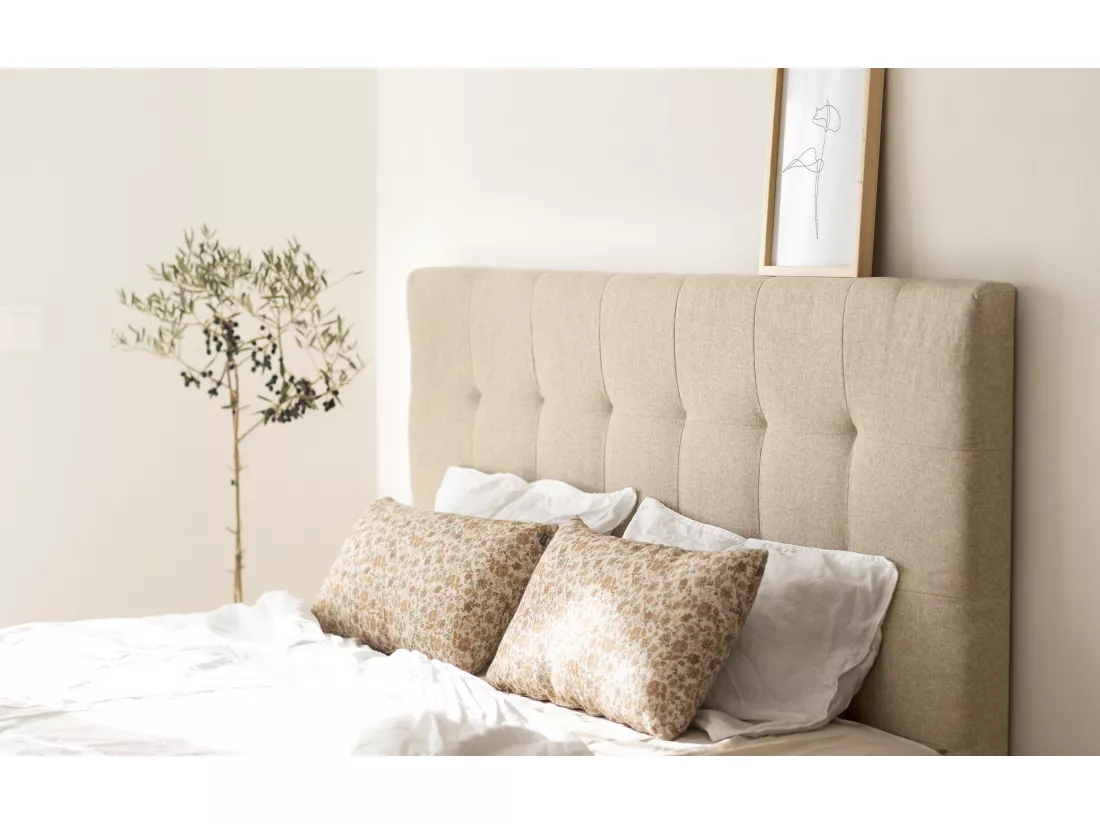 Tête de lit polyester capitonnée beige 180x80cm - ALAN - DECOWOOD