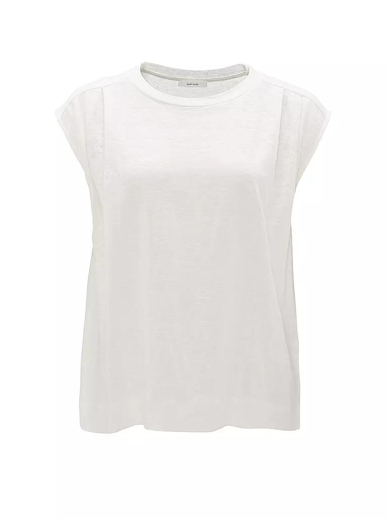 OPUS Leinen T-Shirt SASKINO creme