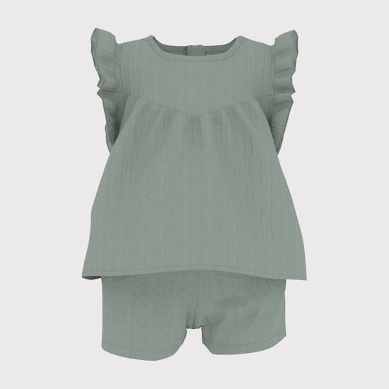 Ensemble Blouse + Short en gaze de coton   Herbier        6 mois   de               Petit Bateau