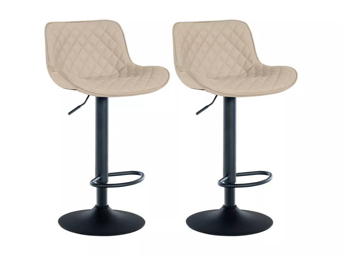 Lot de 2 Tabouret de bar - Similicuir - Crème - Minosa