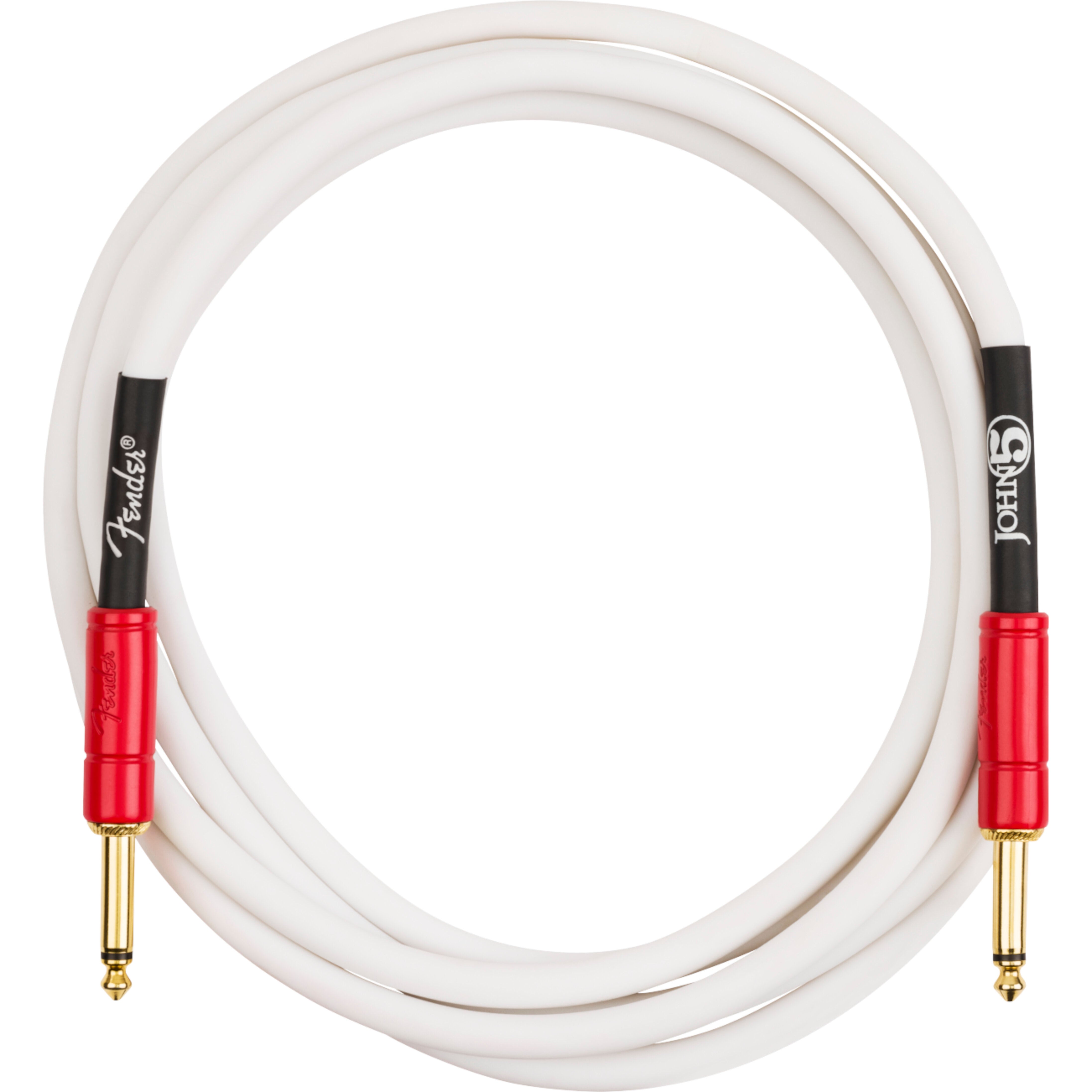 Fender John 5 Instrument Cable White and Red, 10' instrumentkabel wit met rood 3 meter