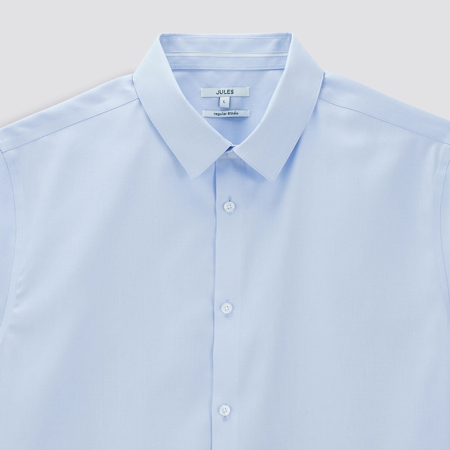 Chemisette regular sans repassage unie coton Bleu clair