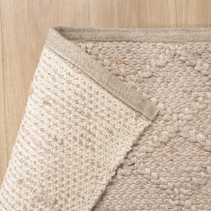 Wol gevlochten vloerkleed - Knit Beige | Top kwaliteit