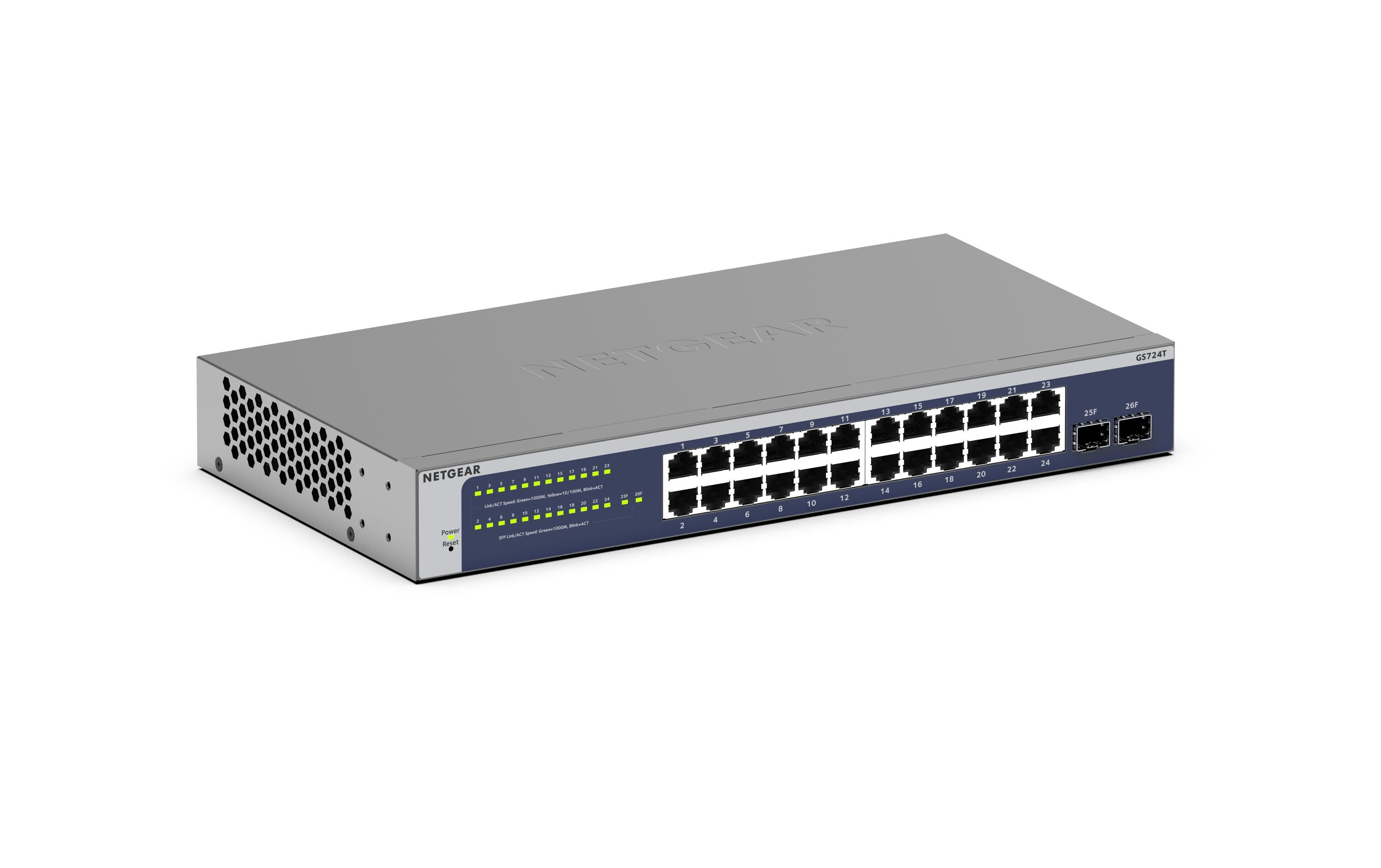 Switch GS724T-600EUS 26 Port<br>24-Port Gigabit Ethernet Smart Switch mit 2 dedizierten SFP-Ports