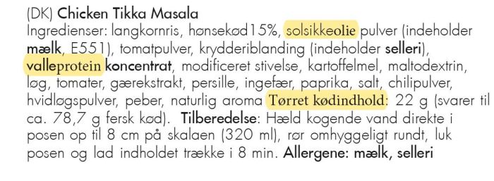 Chicken Tikka Masala glutenfrit måltid