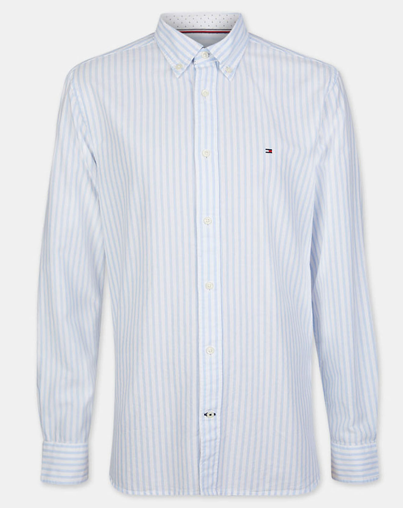 Tommy Hilfiger Chemise 100% Coton Bio regular fit oxford rayée bleu/blanc