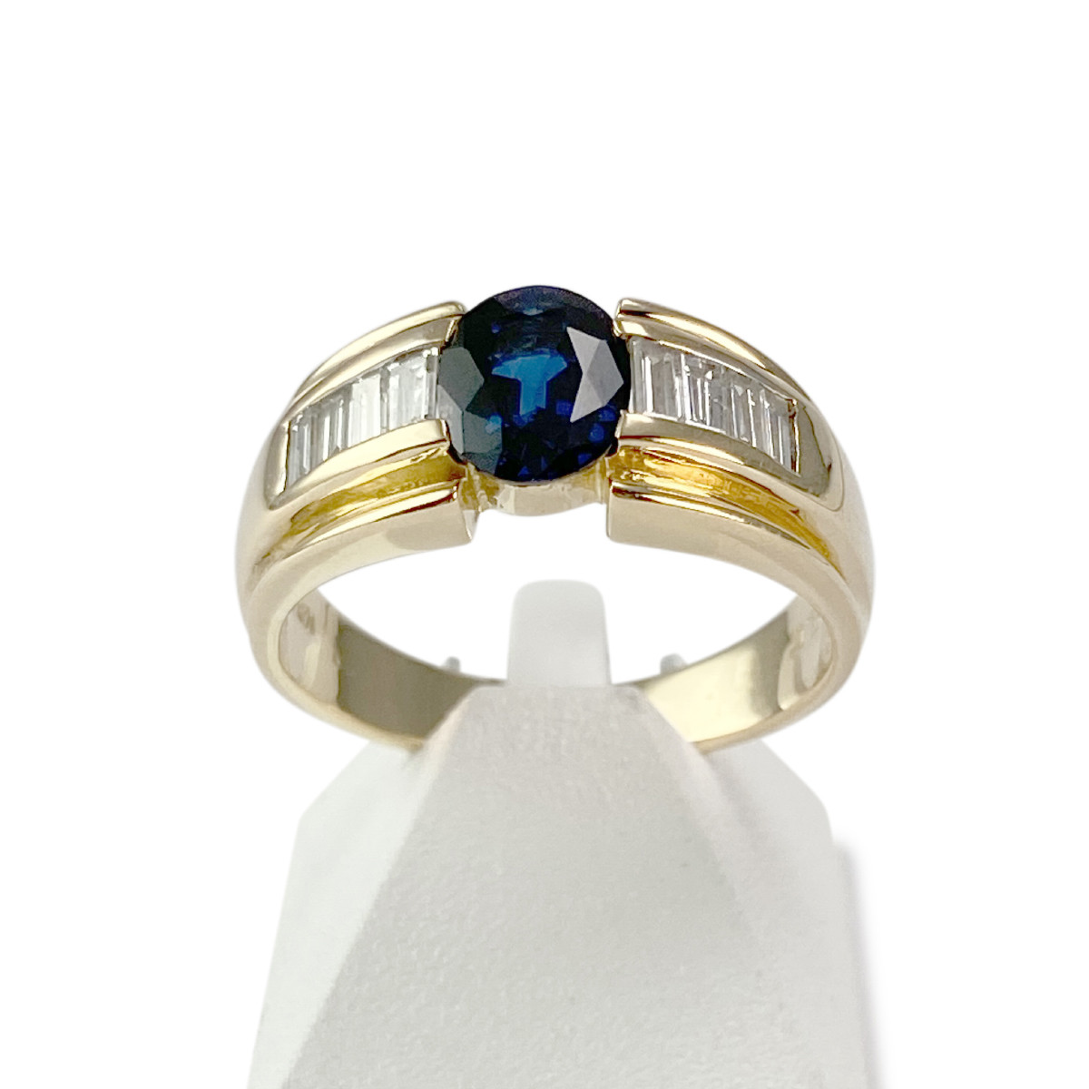 Bague d'occasion or 750 jaune diamants saphir