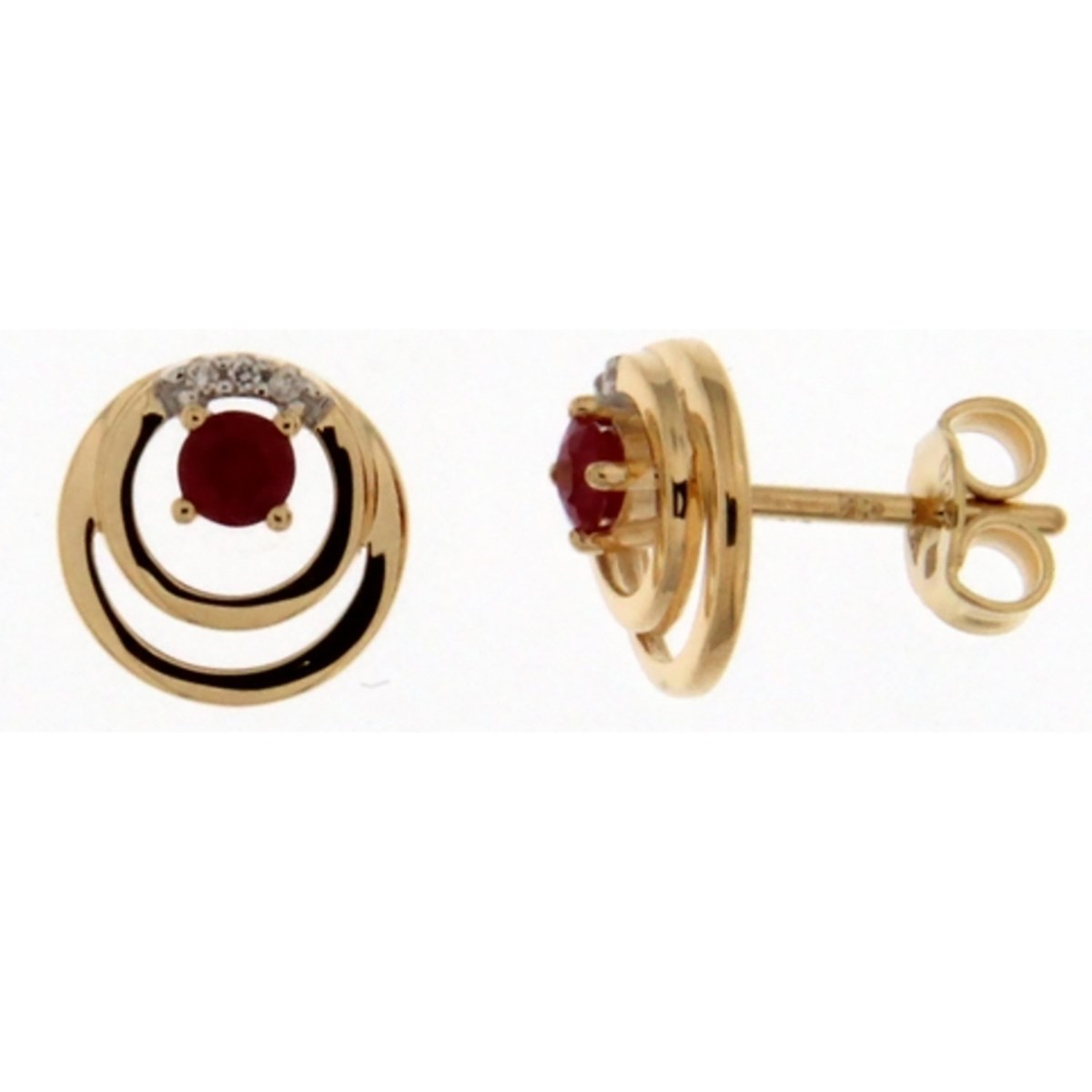 Boucles d'oreilles Brillaxis double cercle rubis
