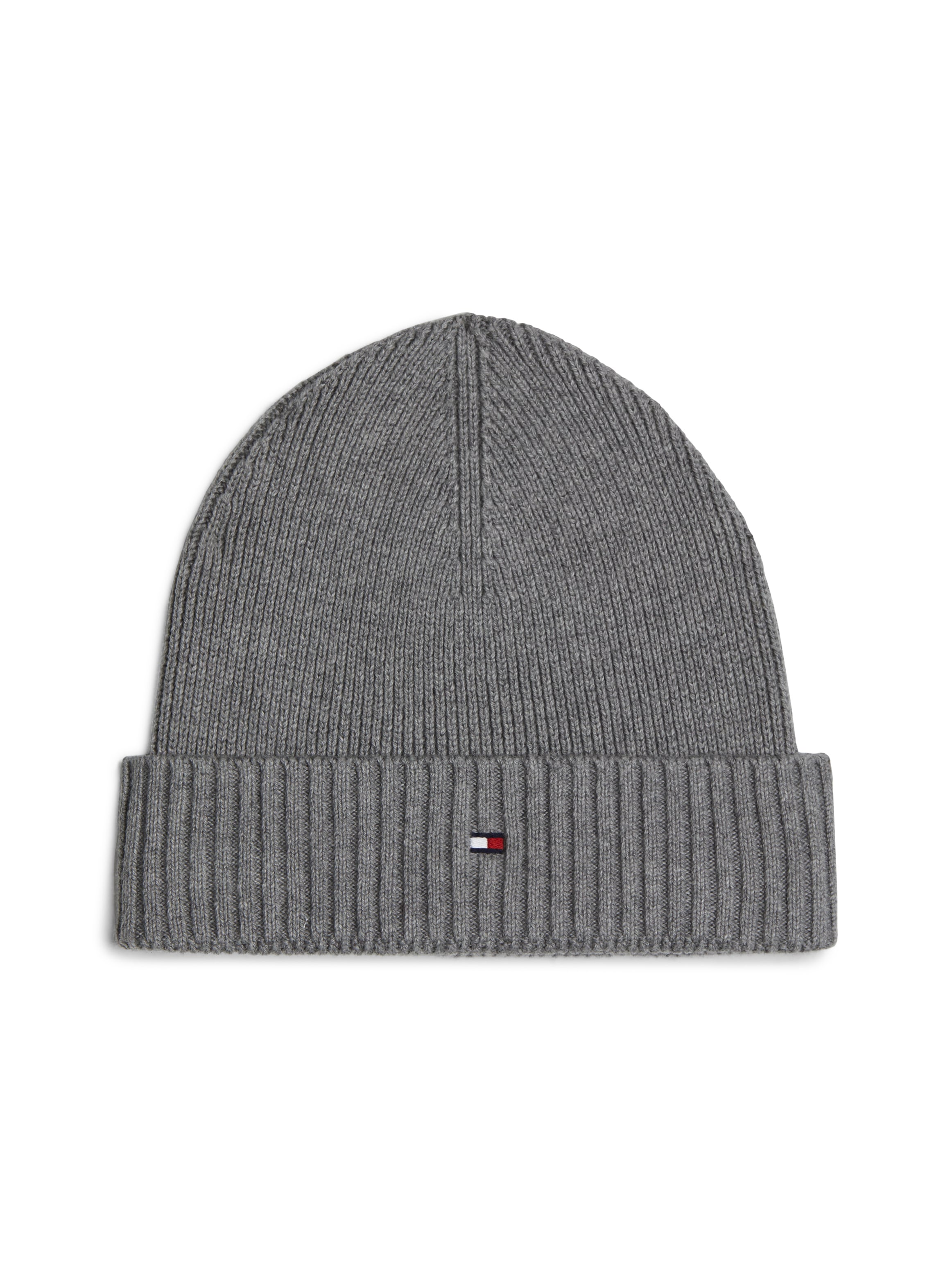Tommy Hilfiger Strickmütze »TH FLAG PIMA COTTON BEANIE«, Beanie mit Logostickerei, mit Kaschmiranteil Unisex