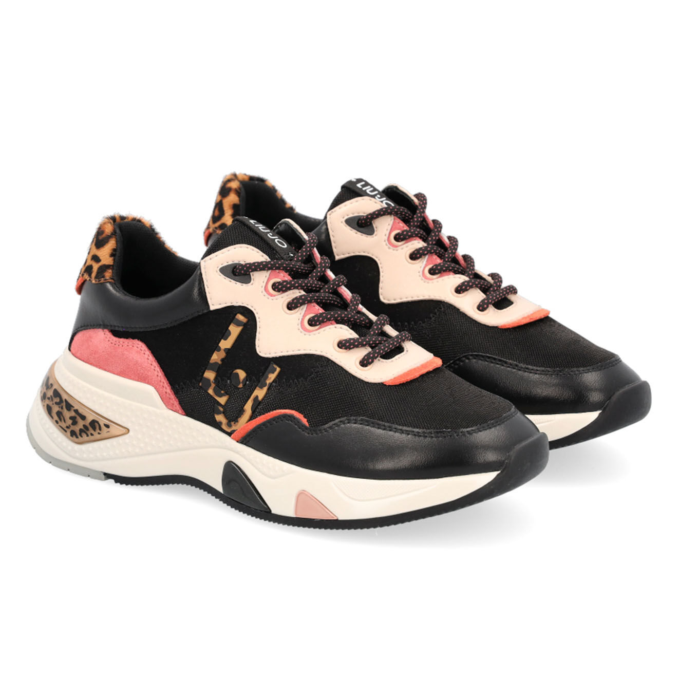Liu-Jo Sneakers Hana noir/rose/léopard