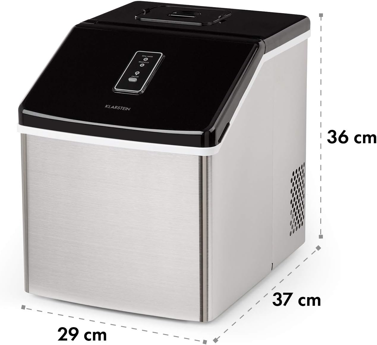 Klarstein Eiswürfelmaschine Klein, 2,5L Eiswürfelbereiter, für Mittelgroße, Klare Eiswürfel, Schnelle Mini, mit Sicherheitsalarm, 13kg/24h