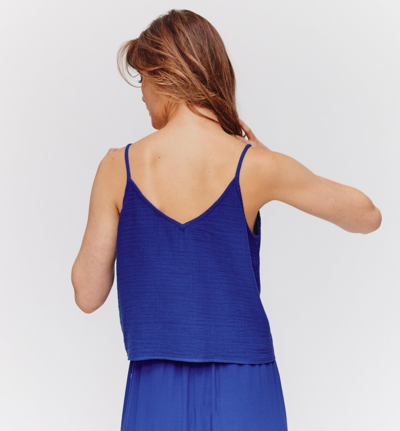 Top en gaze de coton - Bleu