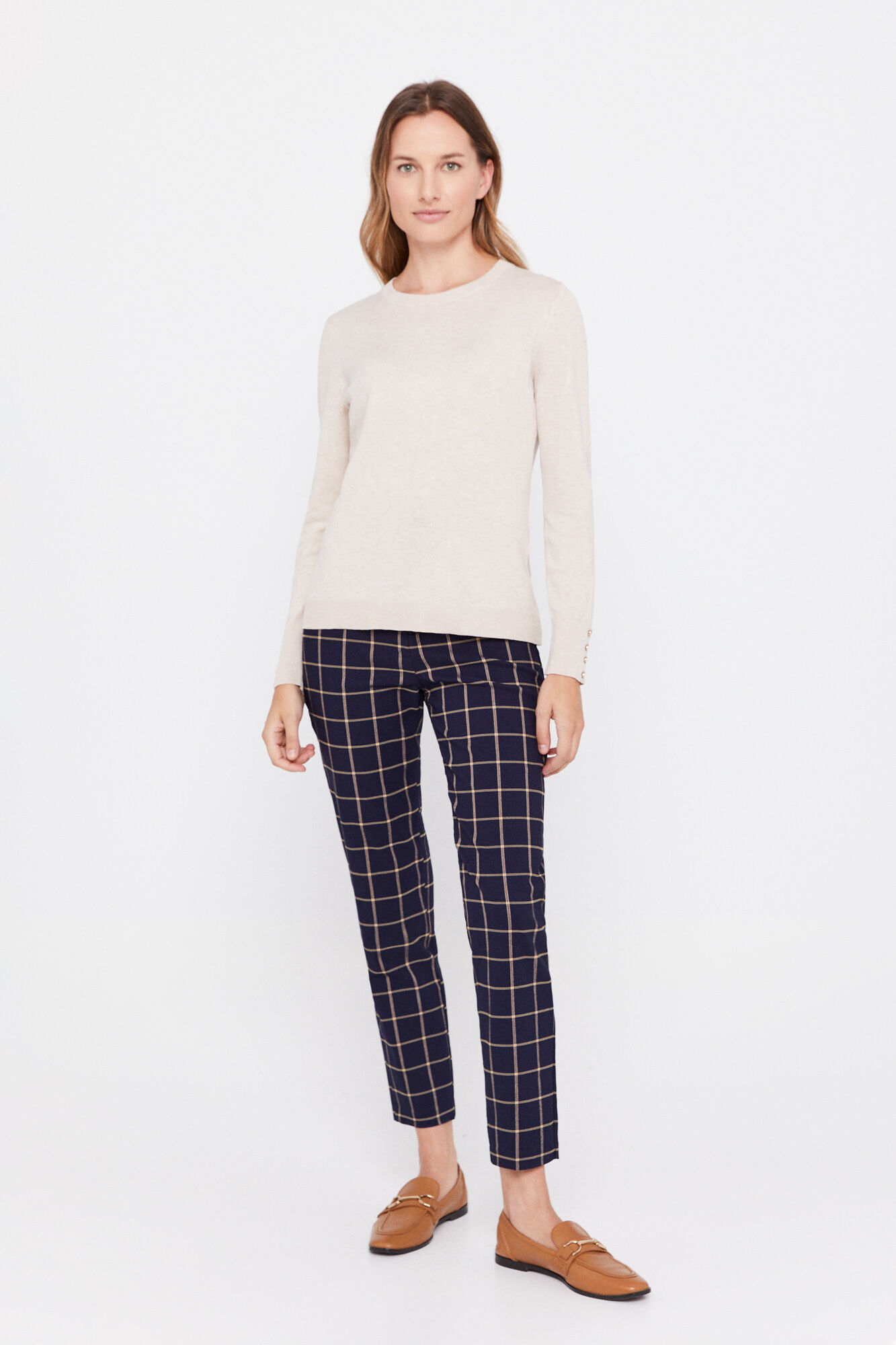 Calça skinny - Estampa bege