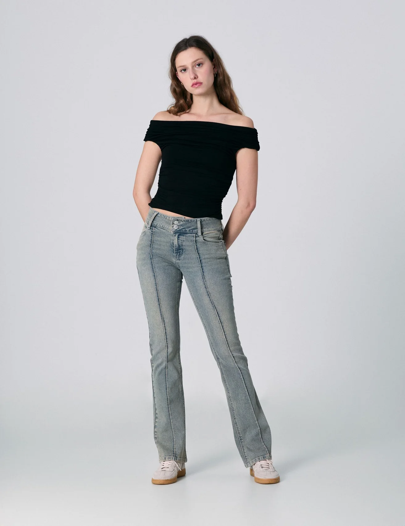 Jean flare taille basse bleu ciel