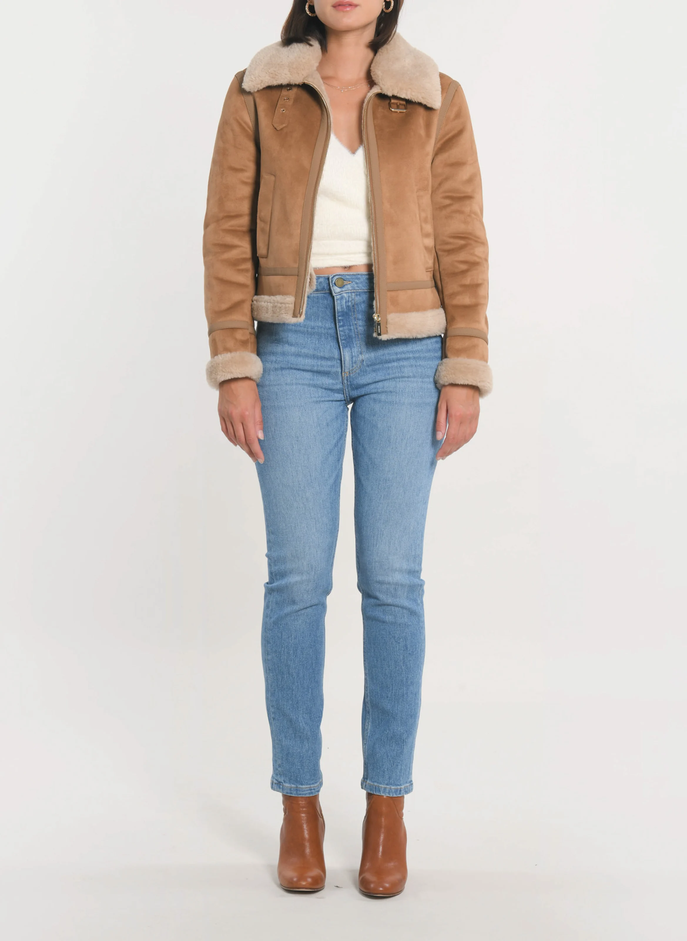 VANESSA - Blouson col à revers| Marron