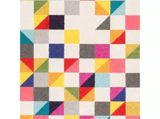 tapis salon 200x290 tissé multicolore rectangle motif géométrique BOUTIK