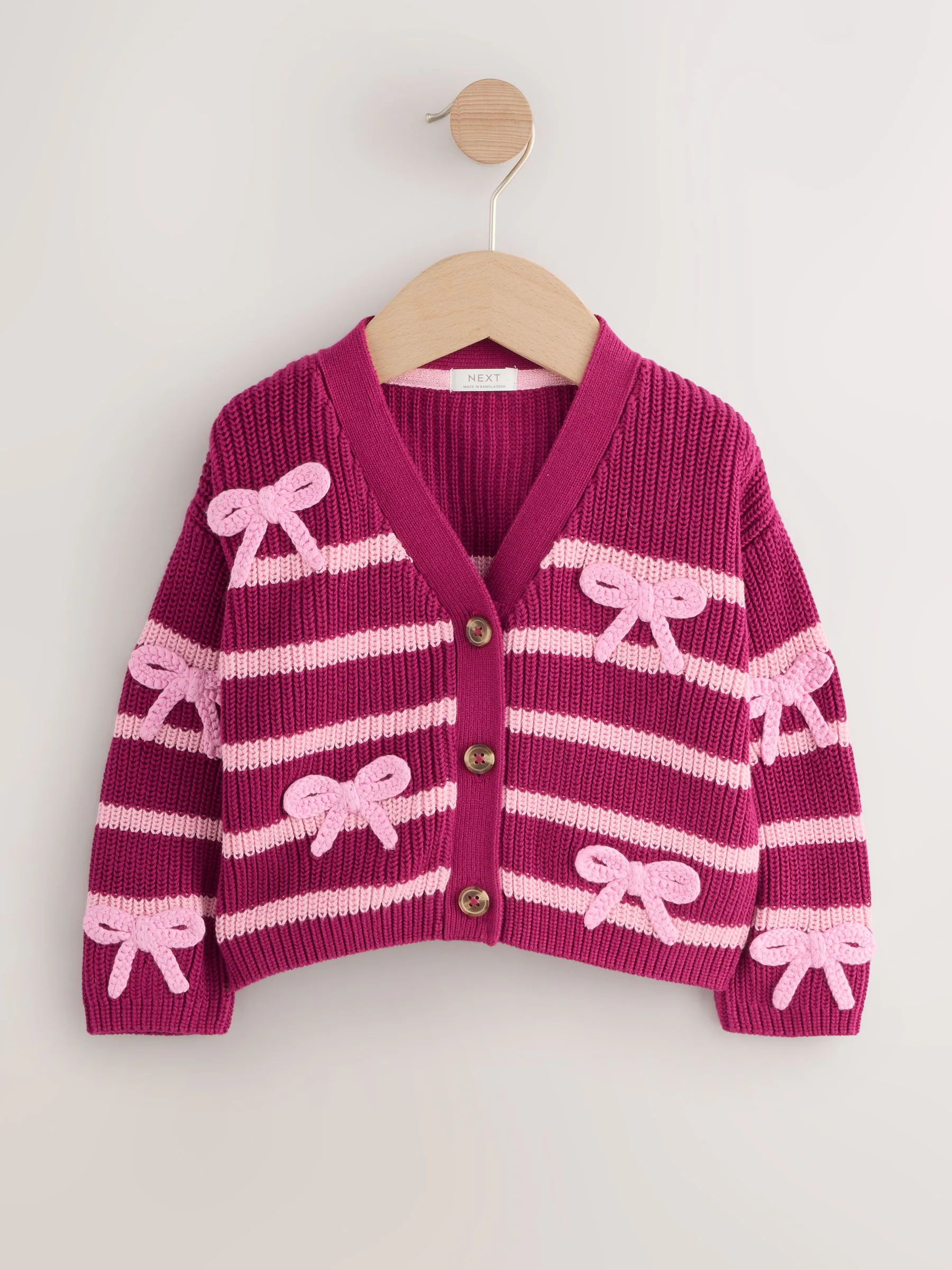 Roze - Vest met strik en V-hals (3mnd-7jr)