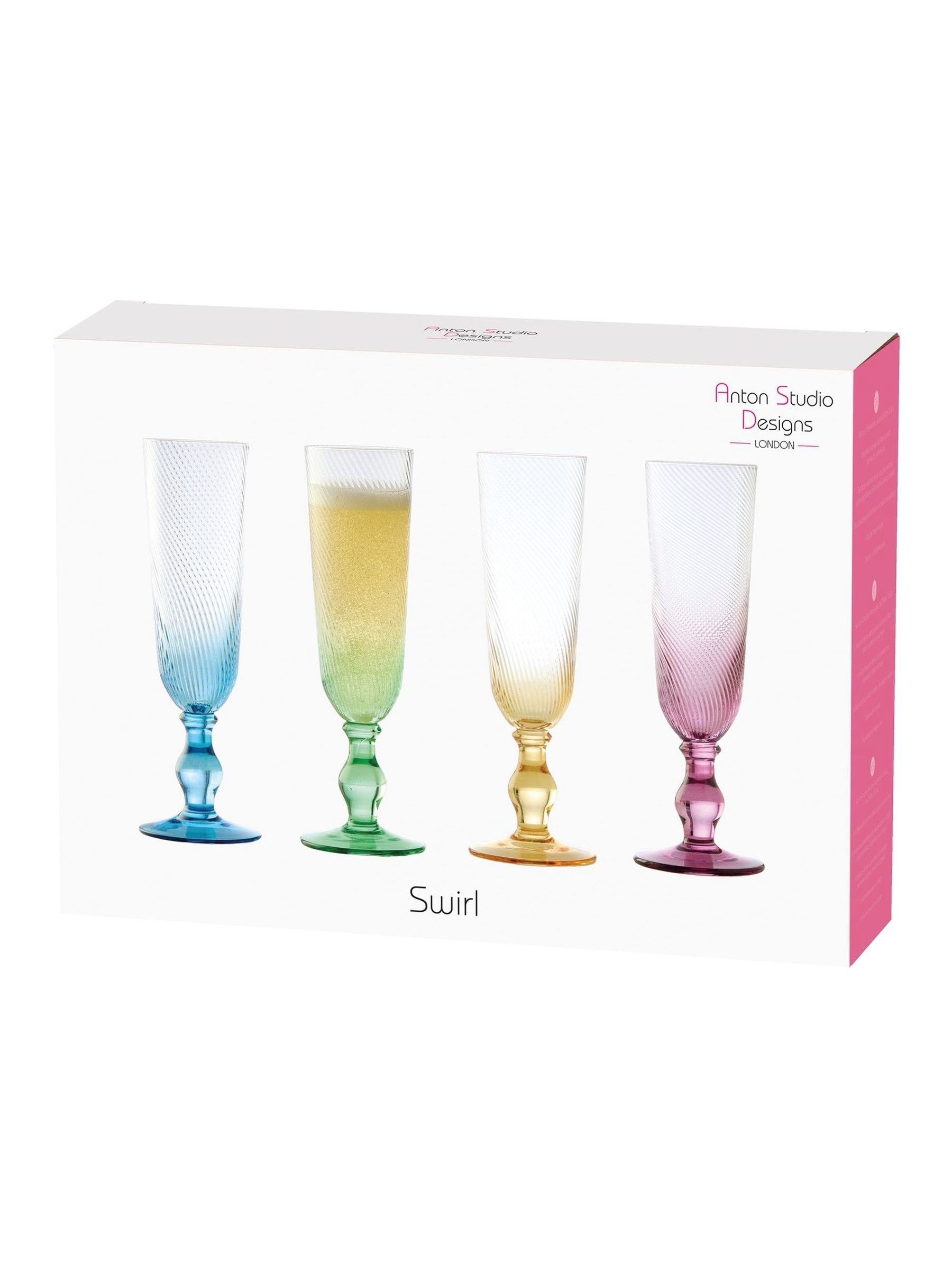Anton Studio Designs set van 4 Swirl champagneflûtes