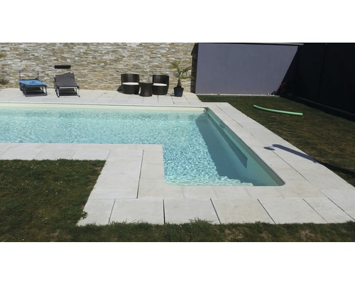 Zwembadrand, Bergerac binnenhoek voor 15 cm radius, Champagne, 49,5/49,5 x 31 x 3,2 cm