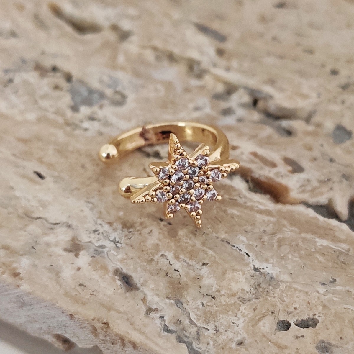 Earcuff - Laiton plaqué or & zirconium