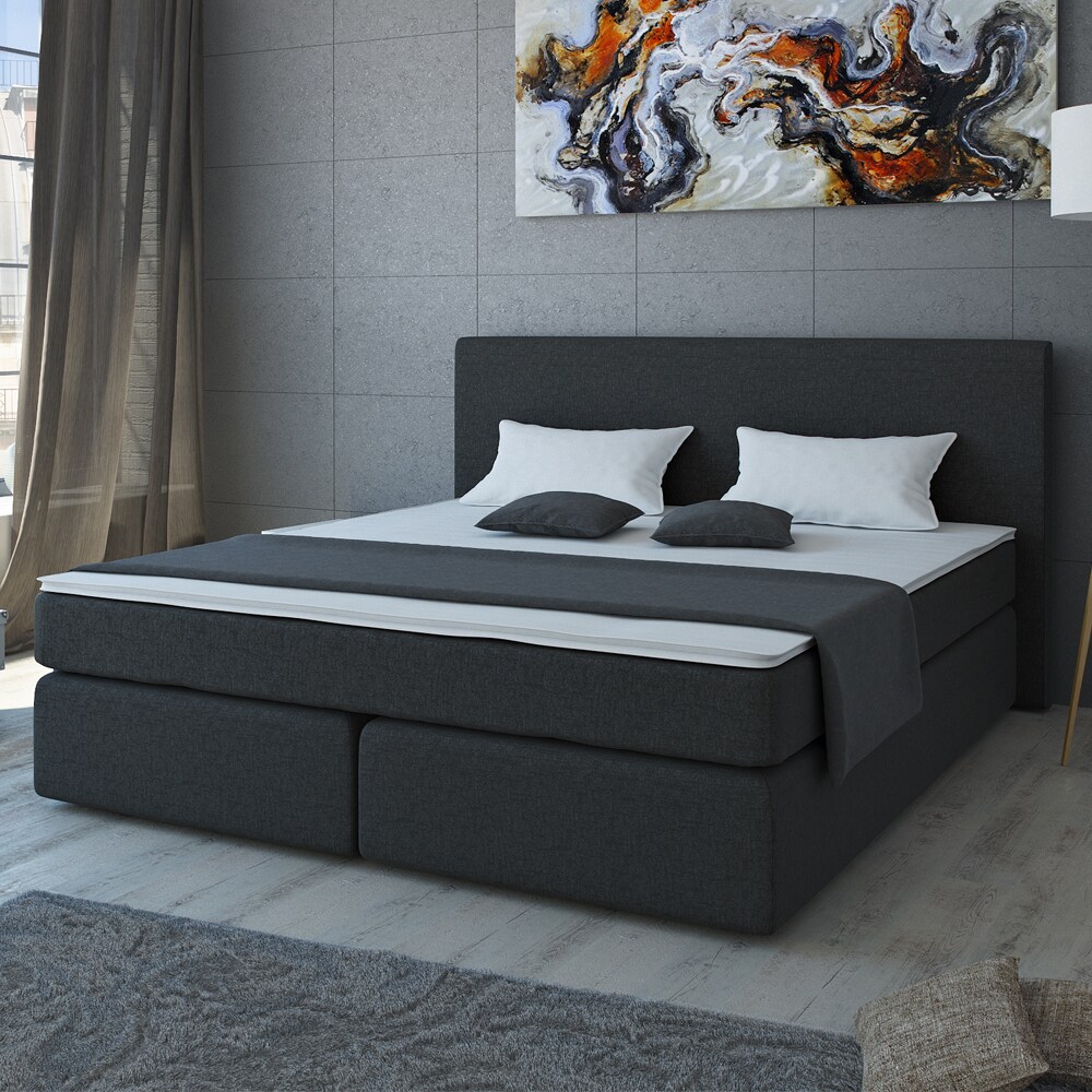 VitaliSpa Boxspringbett Doppelbett Polsterbett 140x200 Komfortschaum Topper