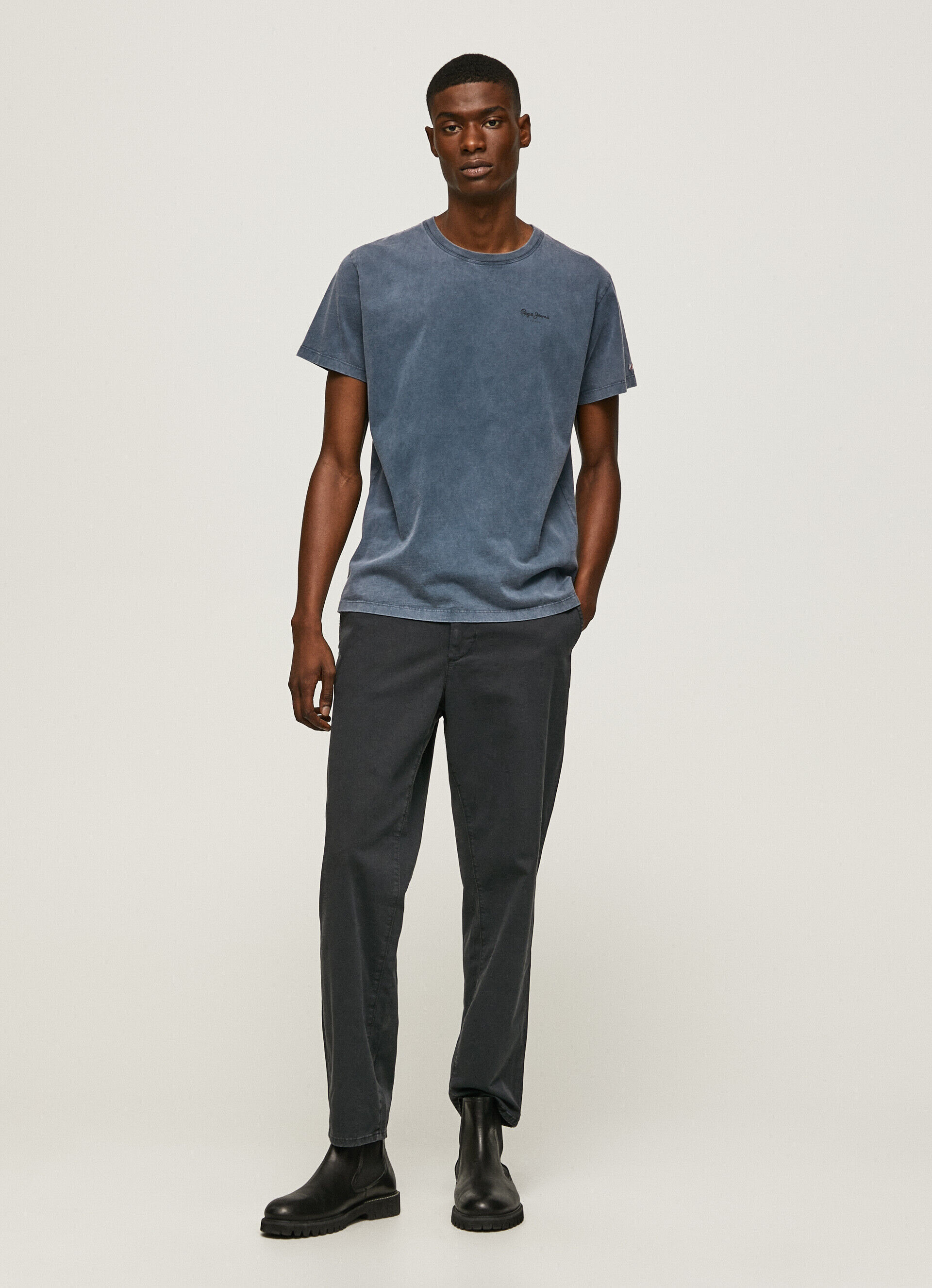 Camiseta de algodão com logotipo estampado - azul dulwich