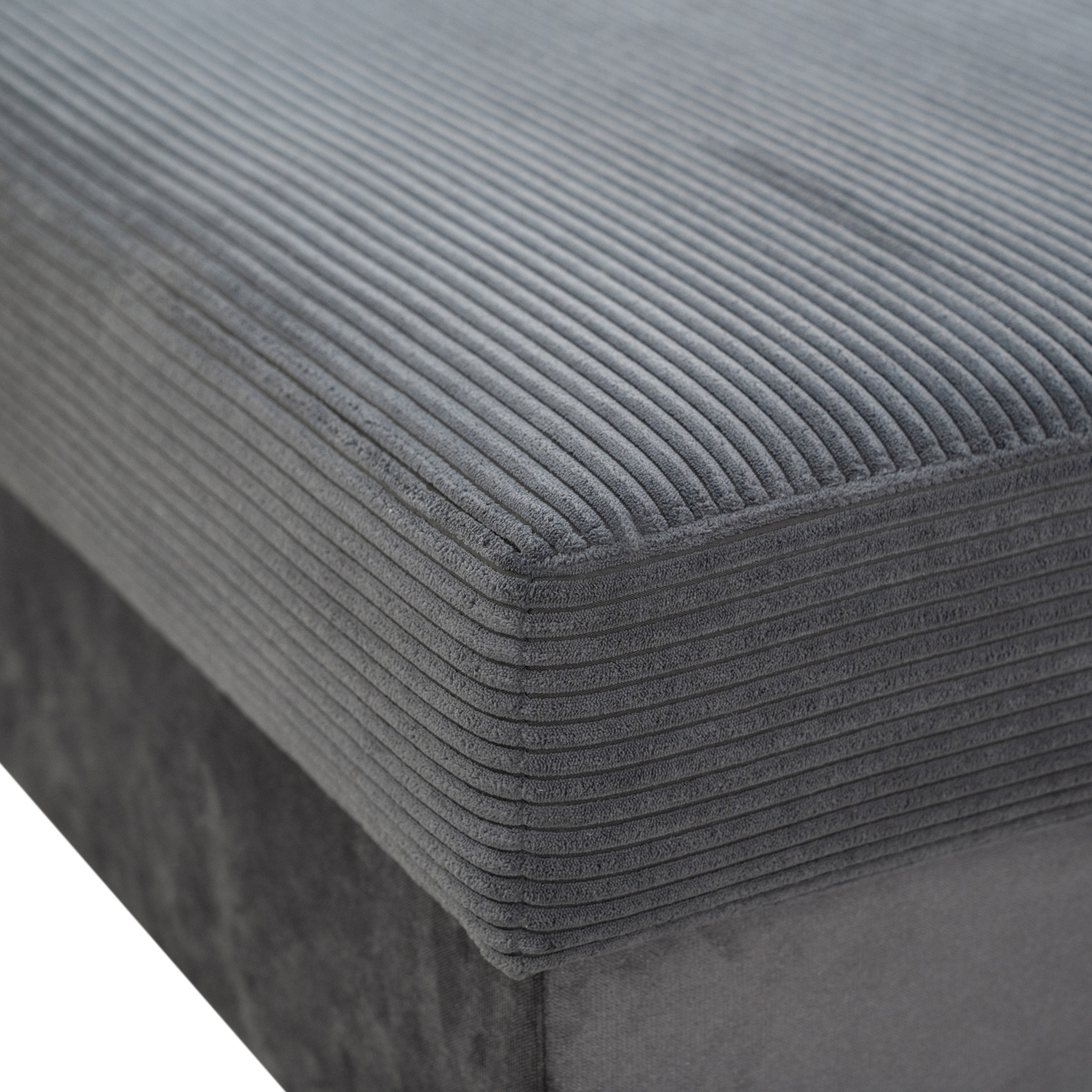 Ecksofa - grau - Cord - Ottomane rechts
