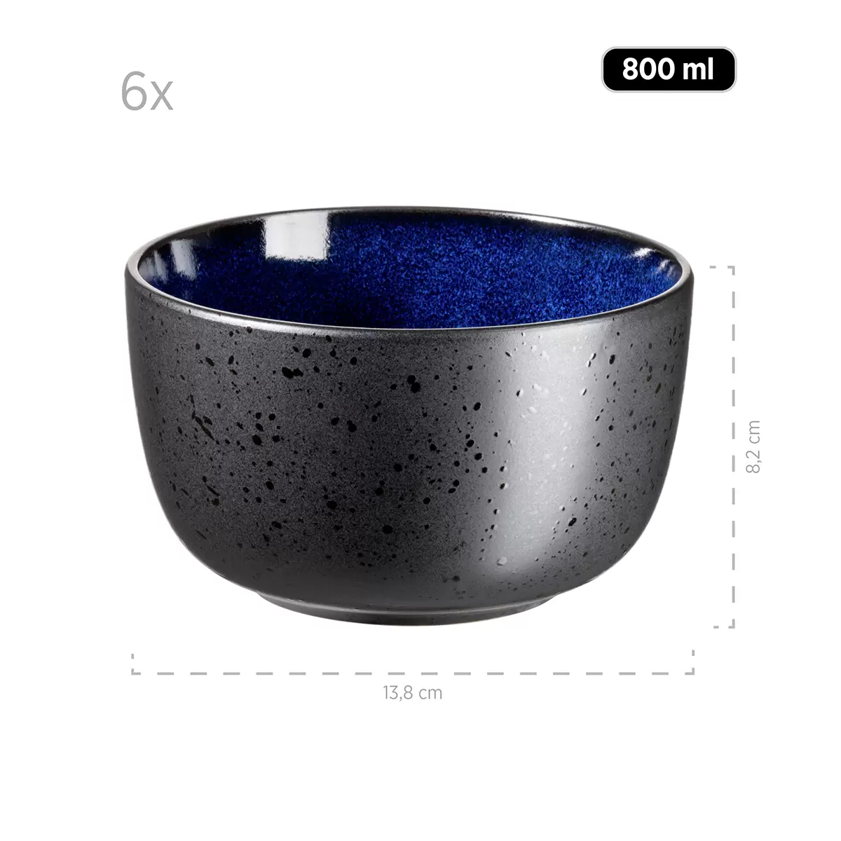 Früshtücksgeschirrset 18tlg. NIARA blau,schwarz