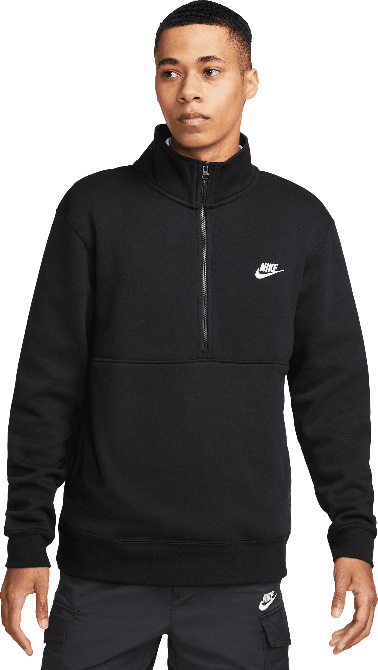 Nike Club HalfZip Sweatshirt Tall Schwarz F011