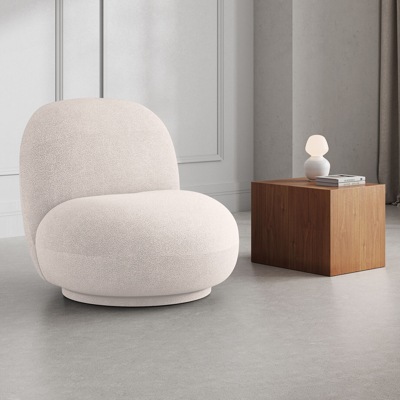 Micadoni Fauteuil Pivotant Chuck ivoire - 80x73x78 cm