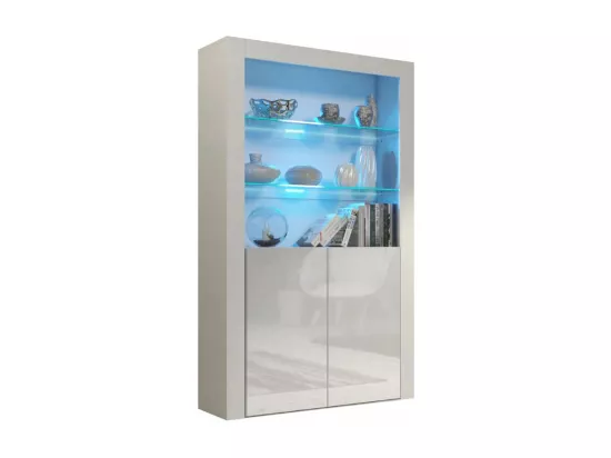 Vitrine JIVE 90 cm blanc laqué avec LEDS