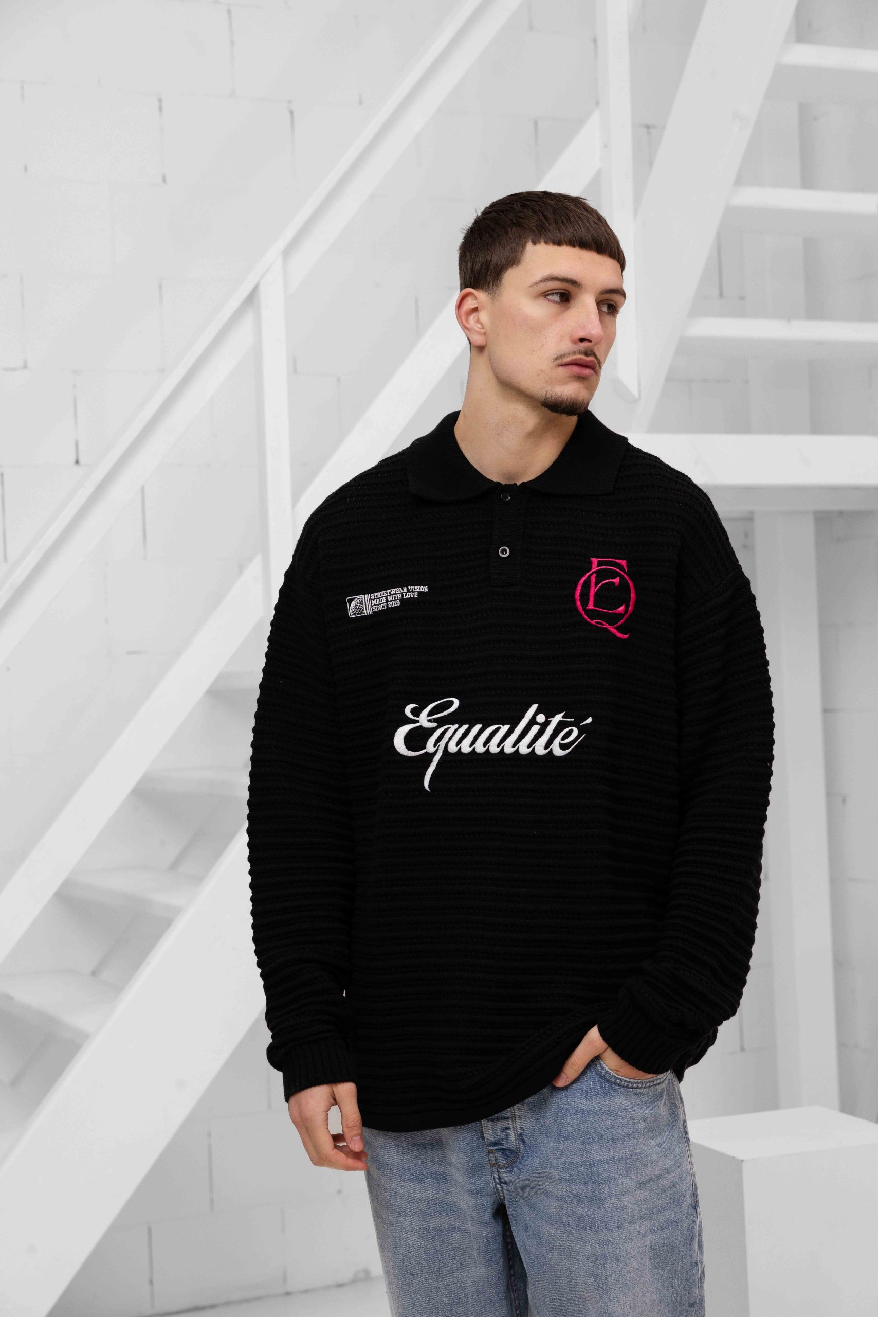 Equalité Heritage Rib Knit Polo Heren Zwart