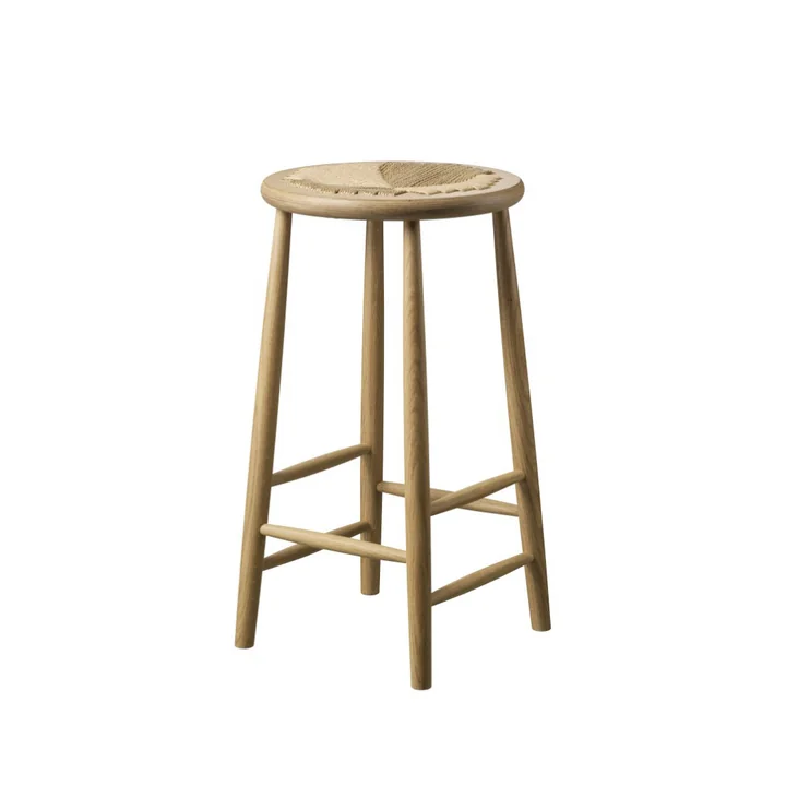 FDB Møbler - Jørgen Bækmark Barhocker J165C, H 65 cm, Eiche natur / Papierschnur