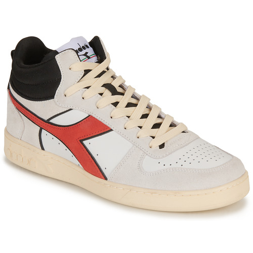 Diadora - MAGIC BASKET DEMI CUT SUEDE LEATHER - Blanc / Rouge / Noir