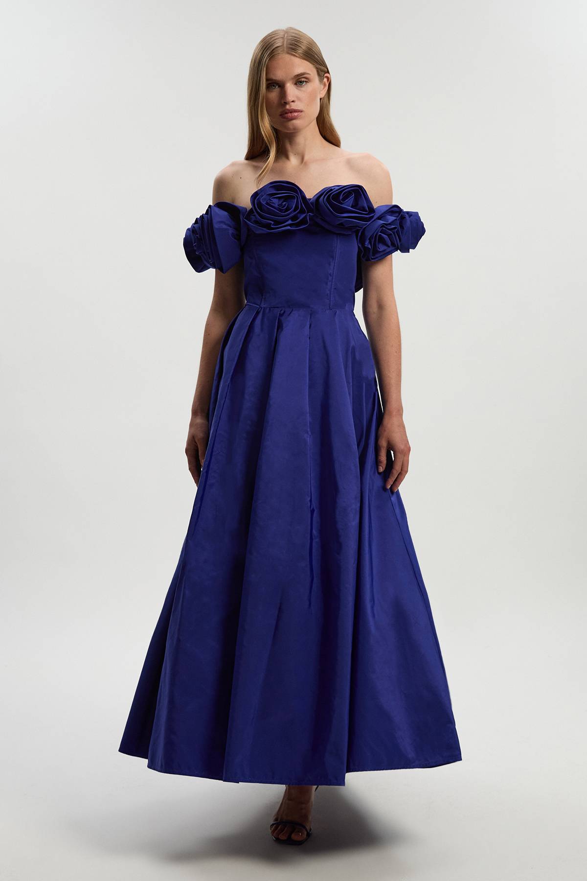 KarenMillen Robe De Bal Longue En Taffetas Tissé À Rosettes Dramatiques