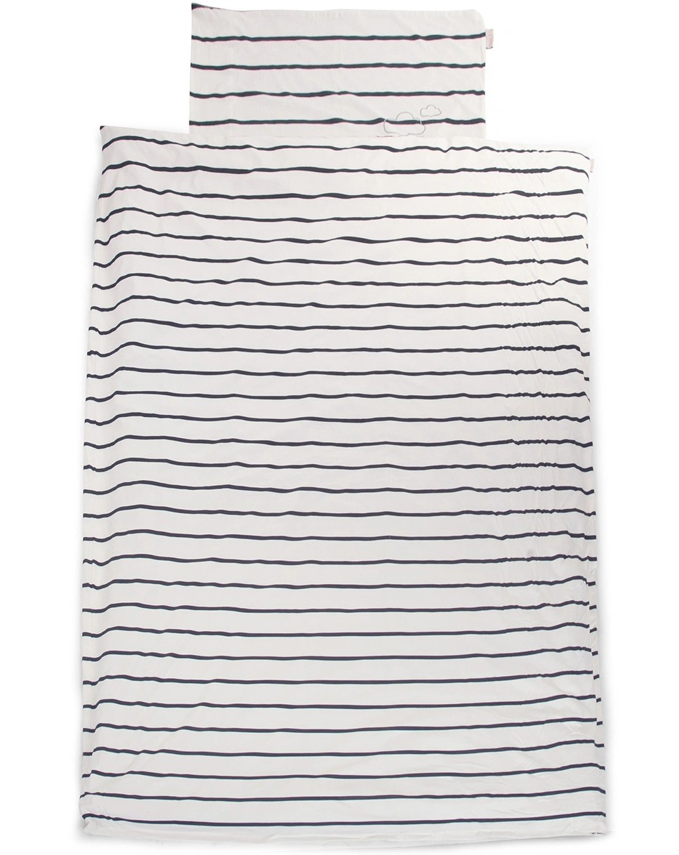Jersey-Bettwäsche STRIPES (100x140/40x60) in weiß/marine