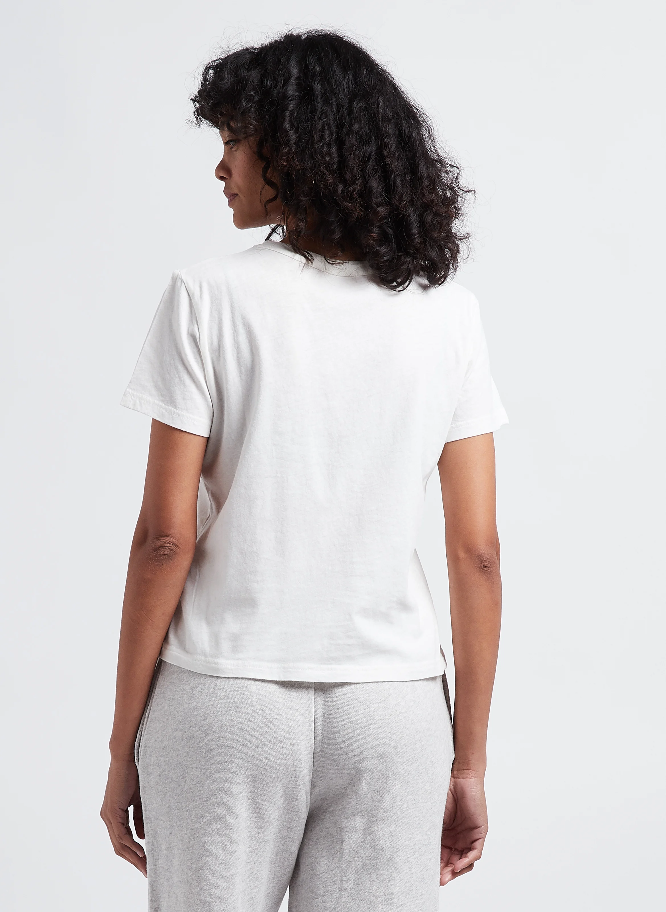 GAMIPY - Tee-shirt court col rond en coton | Blanc