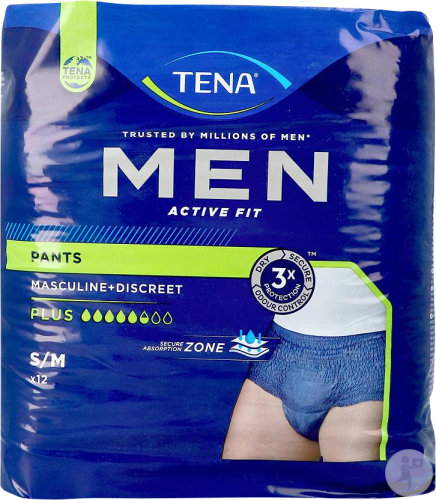 Tena Men Active Fit Culottes D'Incontinence Plus Taille S/M 12 Culottes
