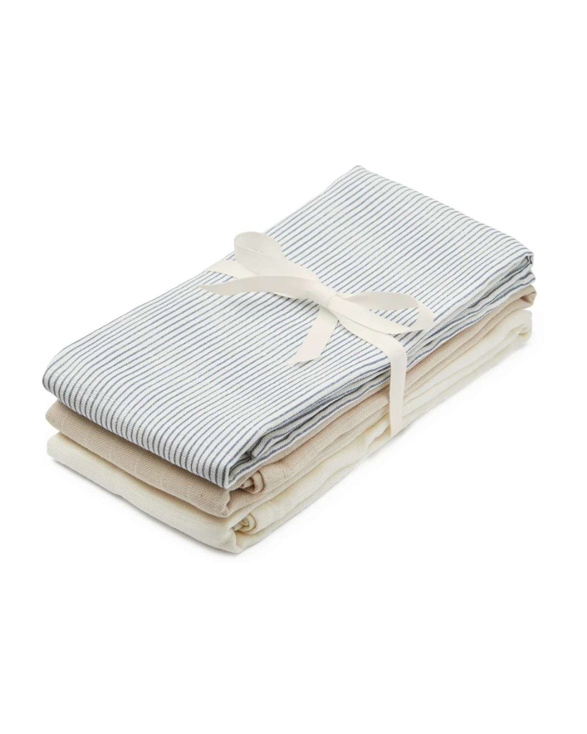 Gulpekluter Musselin 3pk – Økologisk | Gasskluter 70×70, Blå Mix – Stripes blue, Praline