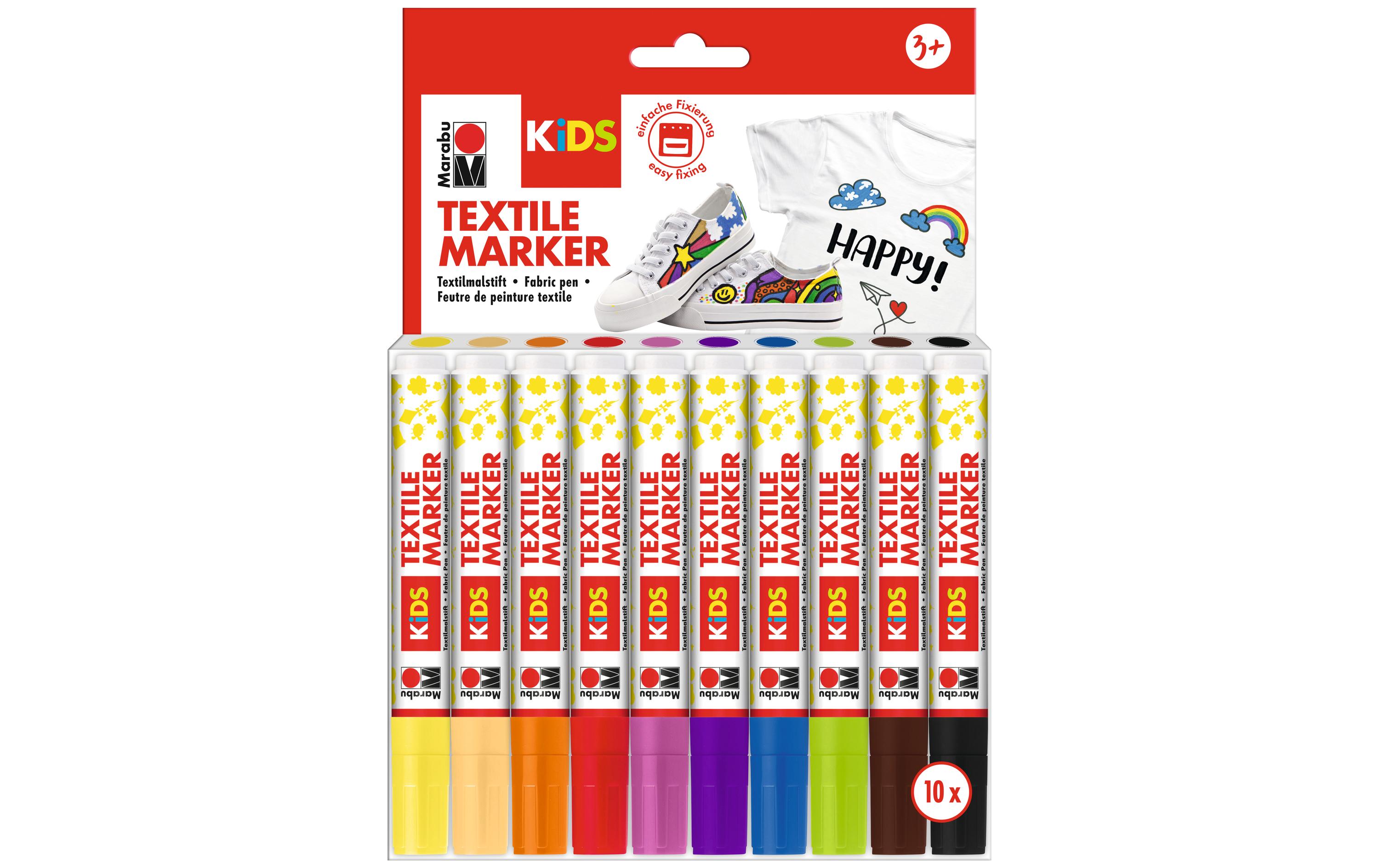 Textilmarker KiDS 3 mm, 10 FarbenMarkerset für Textilien