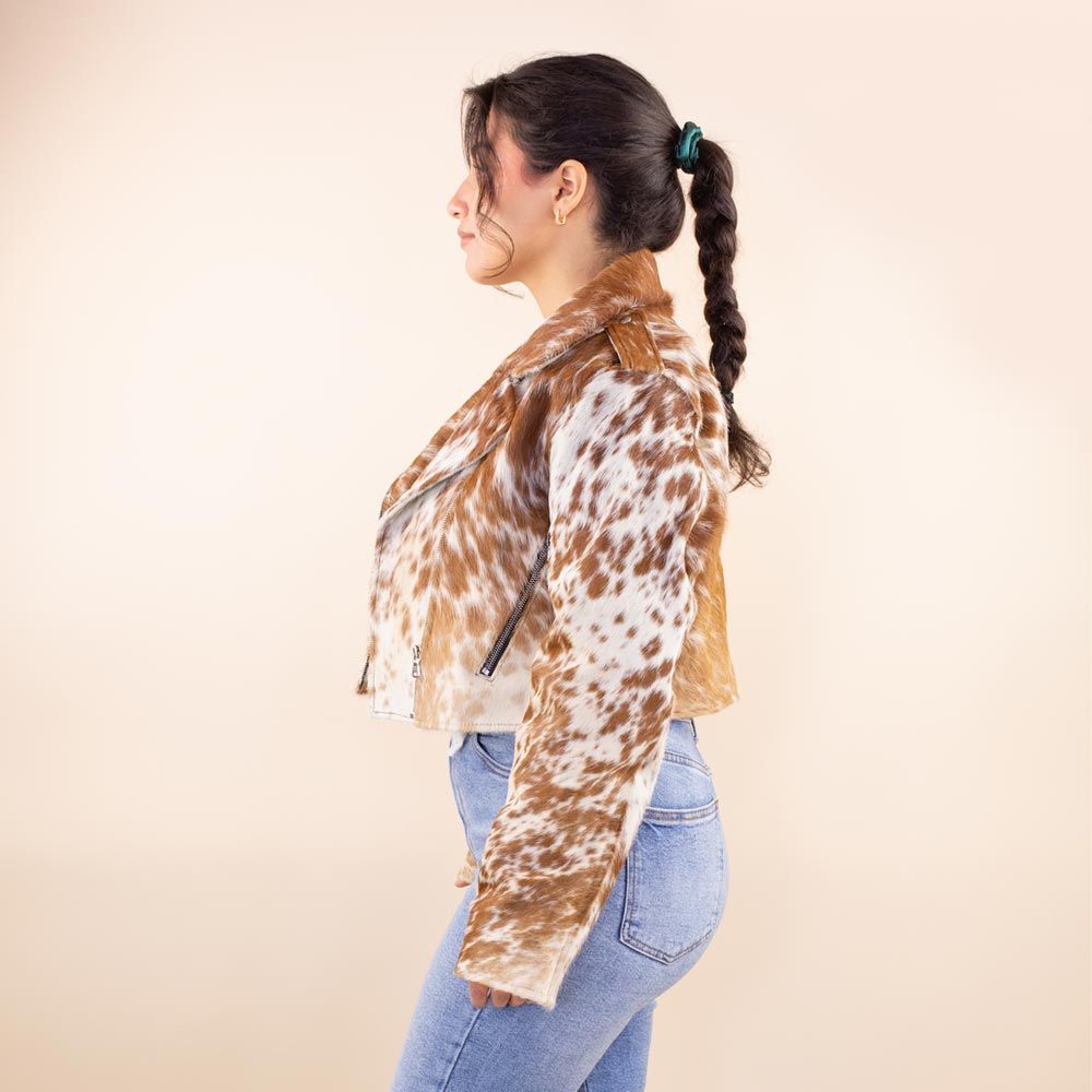 Cow print leather biker jacket Binky